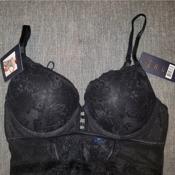 RACHEL Rachel Roy Black Lace Woman's Molded cup teddy Bodysuit Size XL - Picture 9 of 16